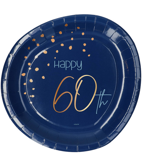 Feestborden 60 Jaar Elegant True Blue (8st)