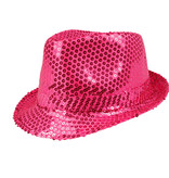 Disco hoed pailletten hot pink