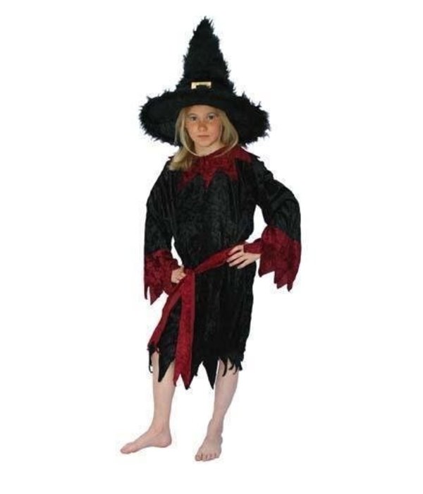 Kostuum Heks kind zwart/bordeaux