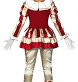 Killer Clown Kostuum Dames Goud/Rood