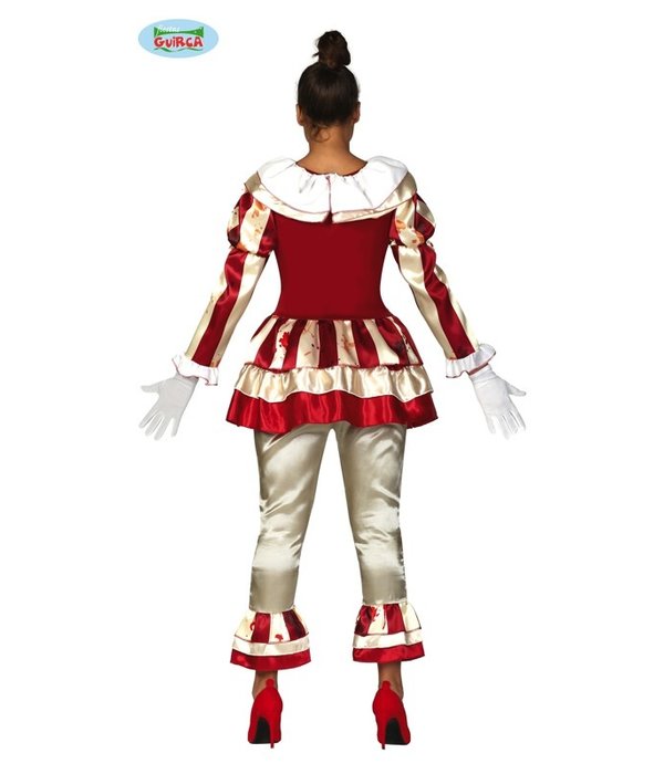 Killer Clown Kostuum Dames Goud/Rood