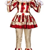 Killer Clown Kostuum Dames Goud/Rood
