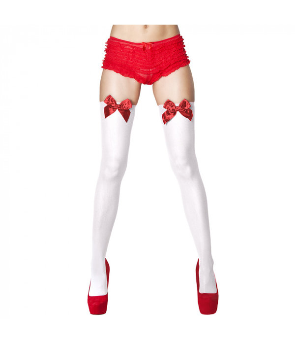 Pantykousen Wit Met Rode Strik
