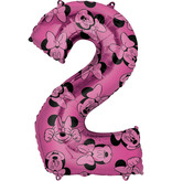 Folieballon Cijfer 2 Minnie Mouse Roze (66cm)