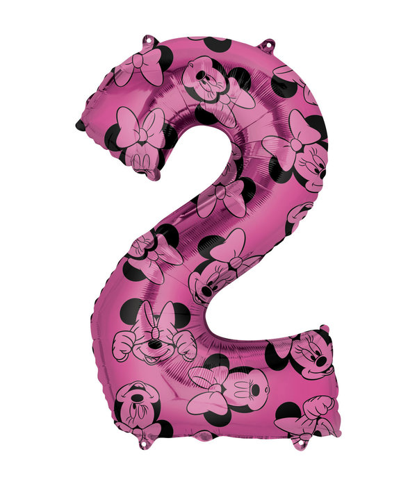 Folieballon Cijfer 2 Minnie Mouse Roze (66cm)