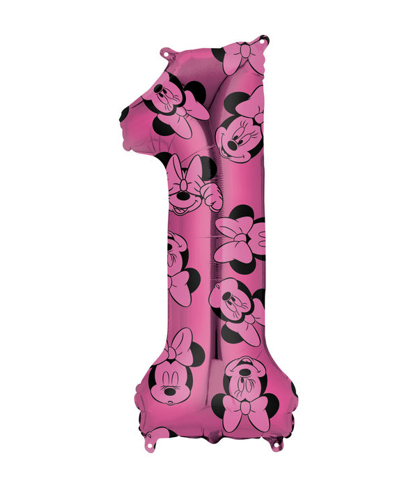Folieballon Cijfer 1 Minnie Mouse Roze (66cm)