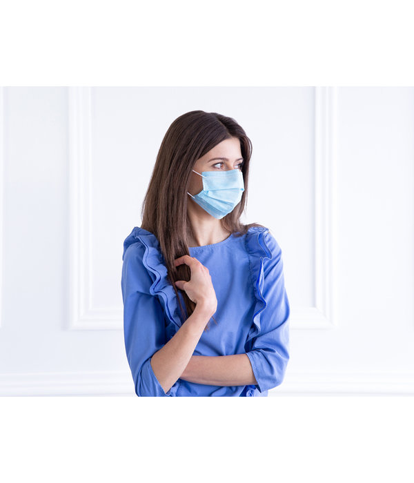 Wegwerp Mondkapje 3-Laags Blauw