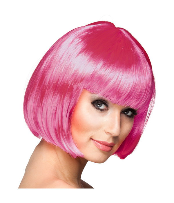 Bobline pruik cabaret ijzig roze