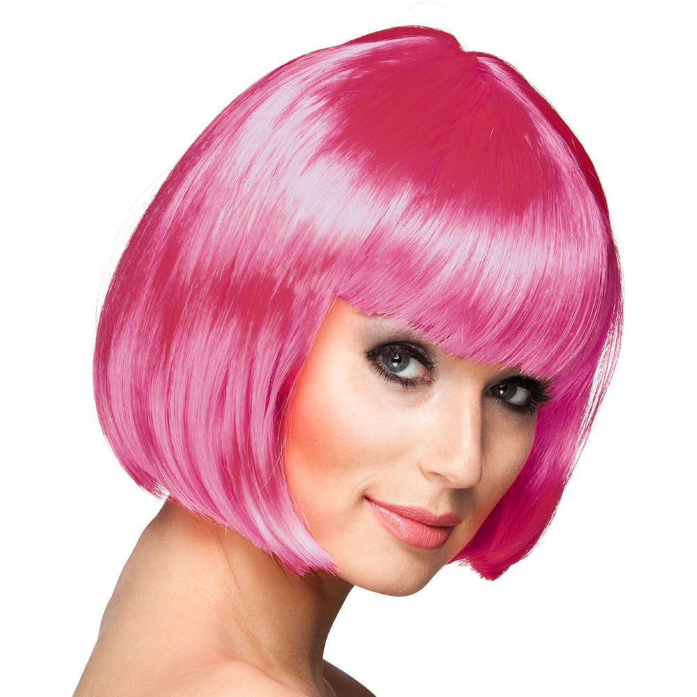 Bobline pruik cabaret ijzig roze afbeelding