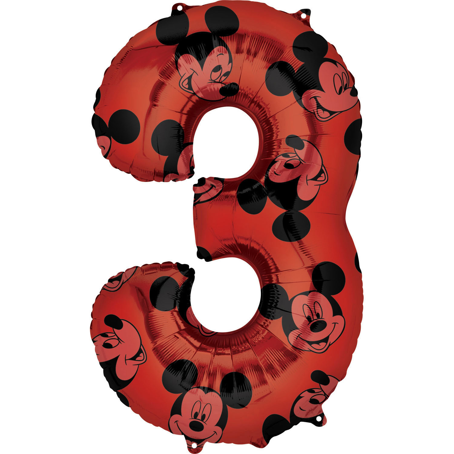 Folieballon Cijfer 3 Mickey Mouse Rood (66cm) afbeelding