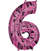 Folieballon Cijfer 6 Minnie Mouse Roze (66cm)