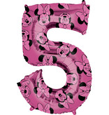 Folieballon Cijfer 5 Minnie Mouse Roze (66cm)