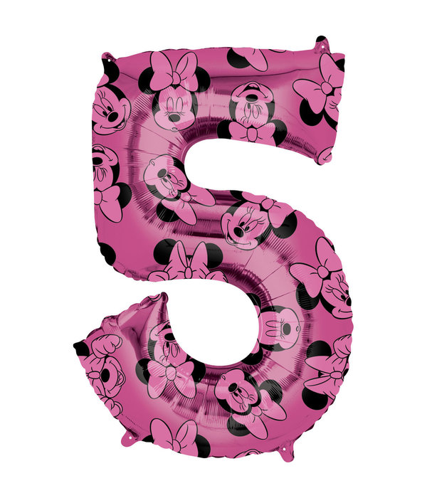 Folieballon Cijfer 5 Minnie Mouse Roze (66cm)