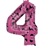 Folieballon Cijfer 4 Minnie Mouse Roze (66cm)