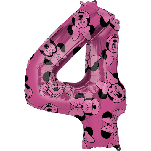 Folieballon Cijfer 4 Minnie Mouse Roze (66cm)