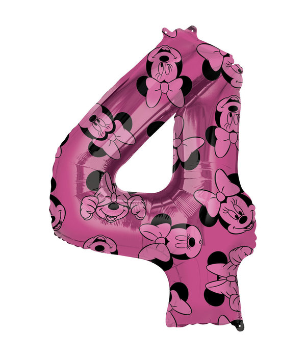 Folieballon Cijfer 4 Minnie Mouse Roze (66cm)