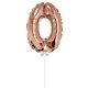 Folieballon Cijfer '0' Rose Goud 40cm met stokje