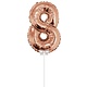 Folieballon Cijfer '8' Rose Goud 40cm met stokje