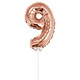 Folieballon Cijfer '9' Rose Goud 40cm met stokje