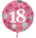 Folieballon 18 Jaar Glossy Pink (45cm)