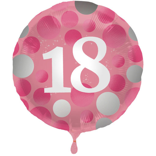 Folieballon 18 Jaar Glossy Pink (45cm)