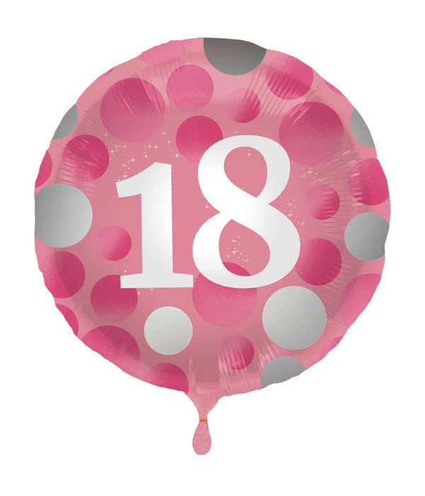 Folieballon 18 Jaar Glossy Pink (45cm)