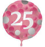Folieballon 25 Jaar Glossy Pink (45cm)