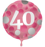 Folieballon 40 Jaar Glossy Pink (45cm)