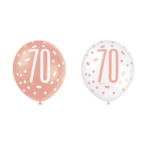 Ballonnen 70 Jaar Rosé Goud Glitz (6st)