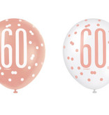 Ballonnen 60 Jaar Rosé Goud Glitz (6st)