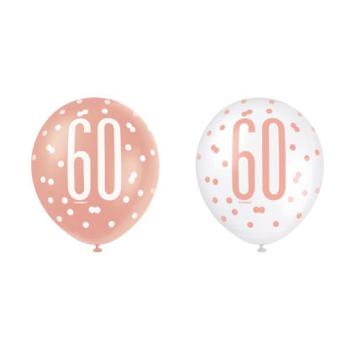 Ballonnen 60 Jaar Rosé Goud Glitz (6st)