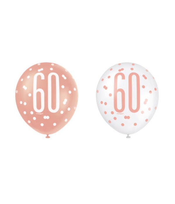 Ballonnen 60 Jaar Rosé Goud Glitz (6st)