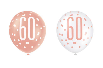 Ballonnen 60 Jaar Rosé Goud Glitz (6st) afbeelding