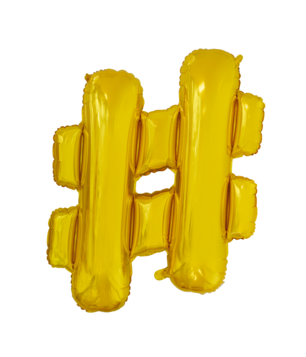 Folieballon Hashtag Goud 41cm