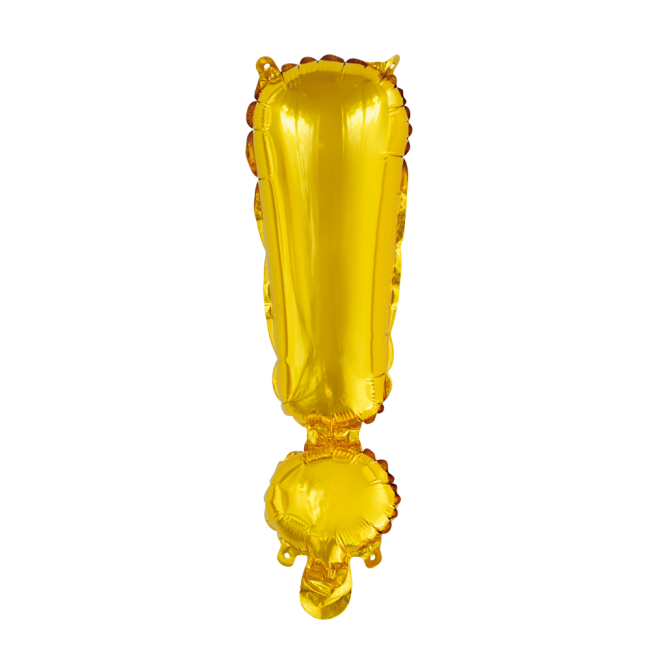 Folieballon Uitroepteken Goud 41cm