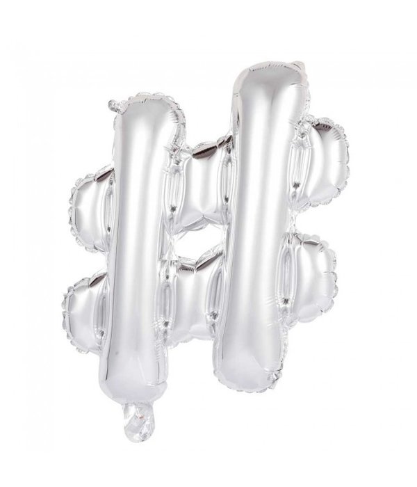 Folieballon Hashtag Zilver 41cm