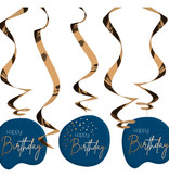 Swirls Happy Birthday Elegant True Blue (5st)