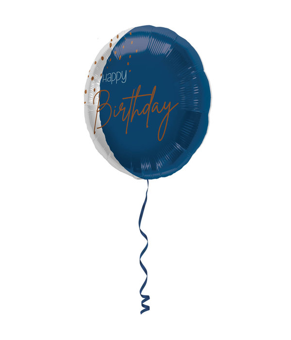 Folieballon 'Happy Birthday' Elegant True Blue (45cm)