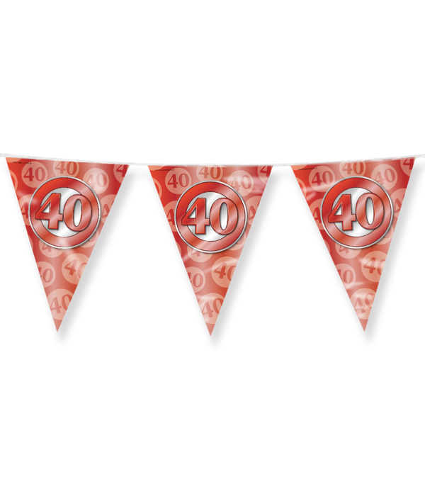 Vlaggenlijn 40 Jaar Getrouwd Robijn Rood (10m)