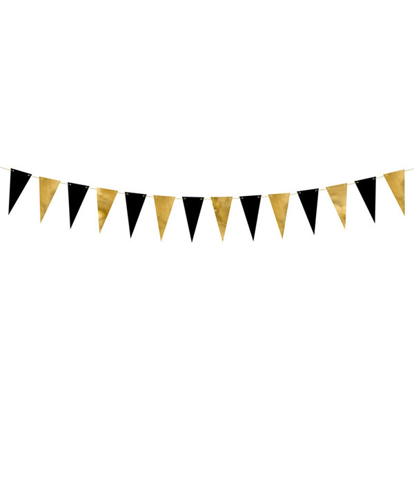 Mini Vlaggenlijn Goud/Zwart (2,15m)