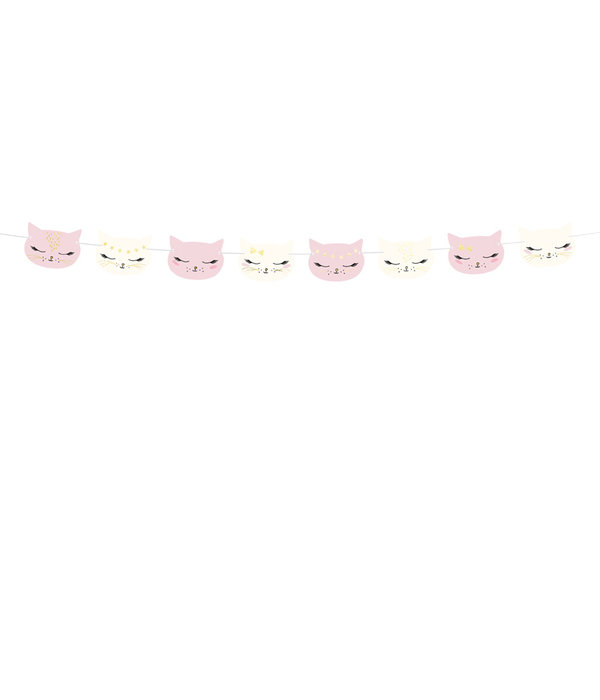 Feestslinger Katten Roze/Wit (1,4m)