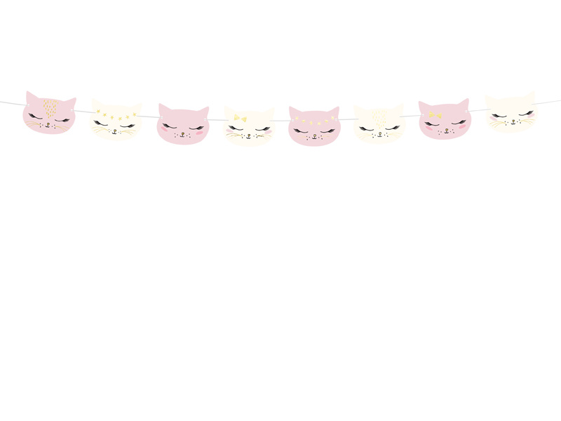 Feestslinger Katten Roze/Wit (1,4m) afbeelding