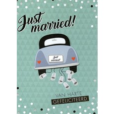Wenskaart Just Married Groen