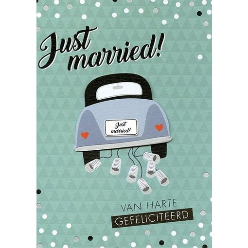 Wenskaart Just Married Groen