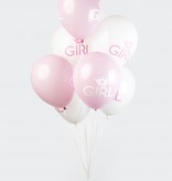 Ballonnen Geboorte Girl Roze/Wit (8st)