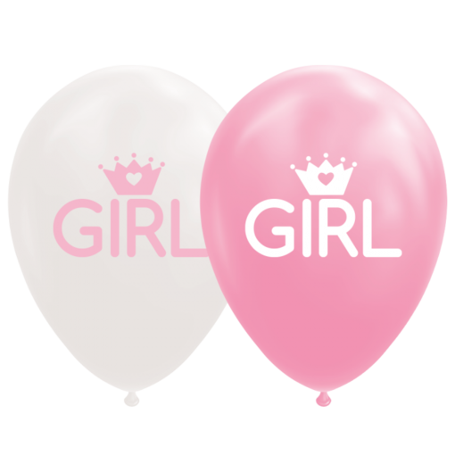 Ballonnen Geboorte Girl Roze/Wit (8st)