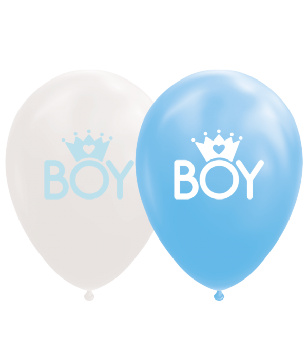 Ballonnen Geboorte Boy Blauw/Wit (8st)