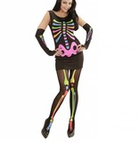 Neon Skelet vrouw kostuum