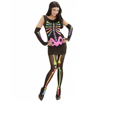 Neon Skelet vrouw kostuum