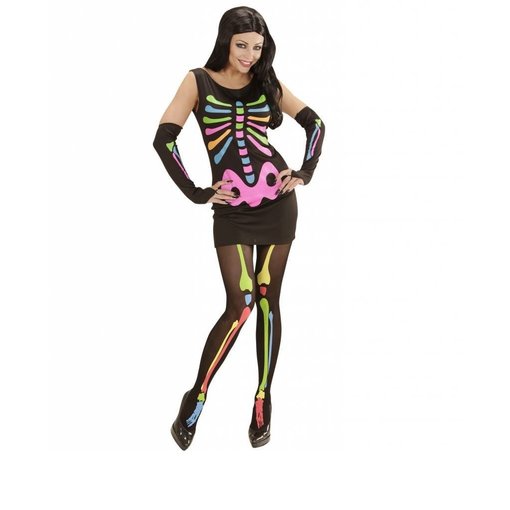 Neon Skelet vrouw kostuum